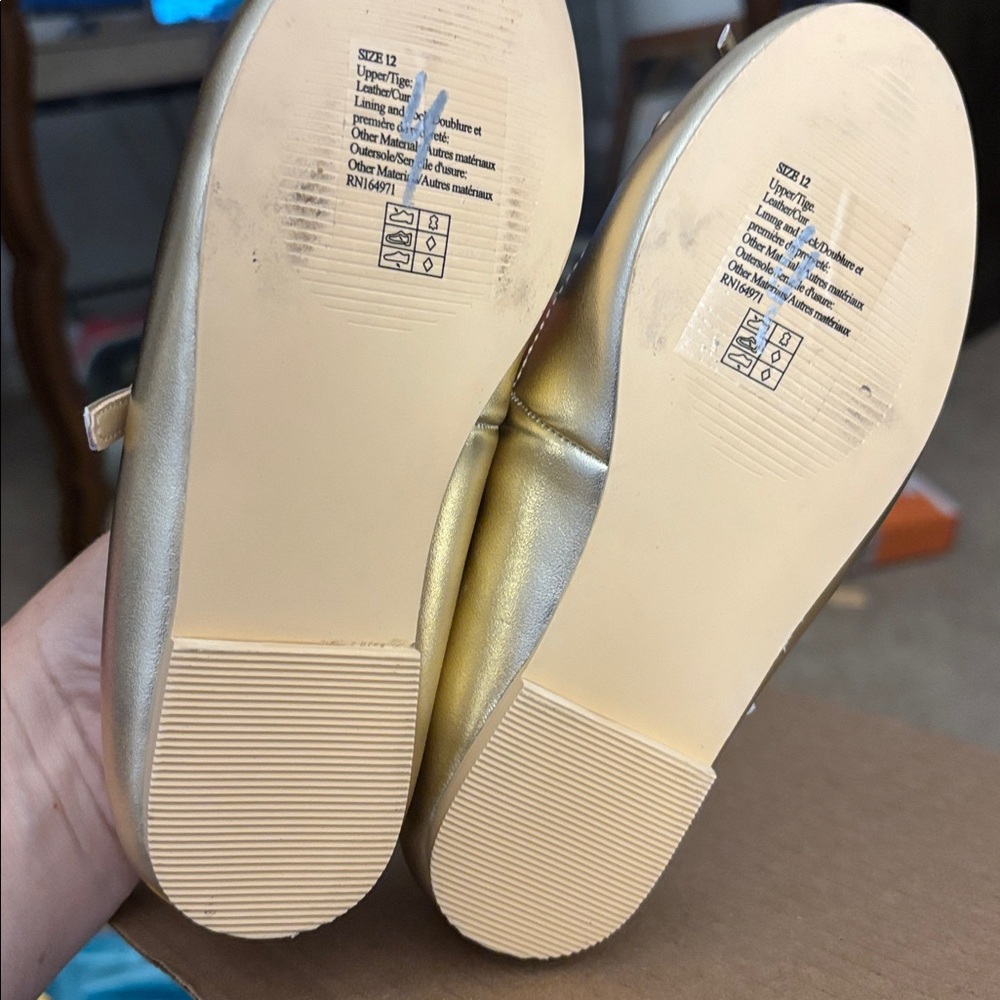 Janie and Jack Gold Kids Ballet Flats - Picture 3 of 3